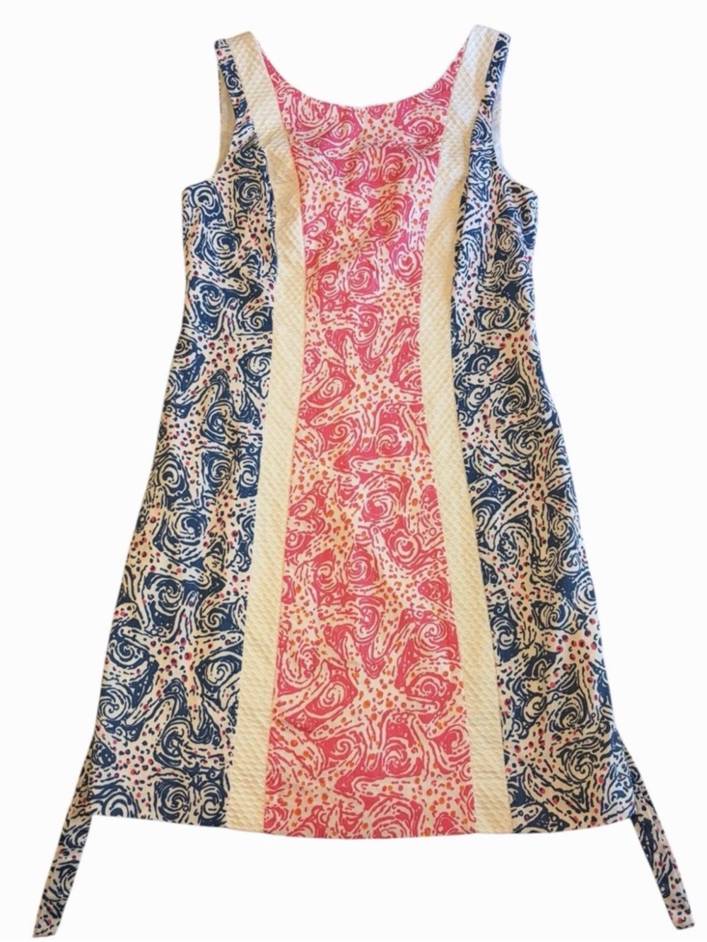 Lilly Pulitzer 0 Shift Dress Sleeveless Pink Blue Abstract 100% Cotton
